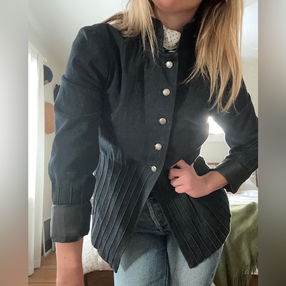 Vintage Jean Blazer and Poka Dot Blouse - Picture 9 of 11